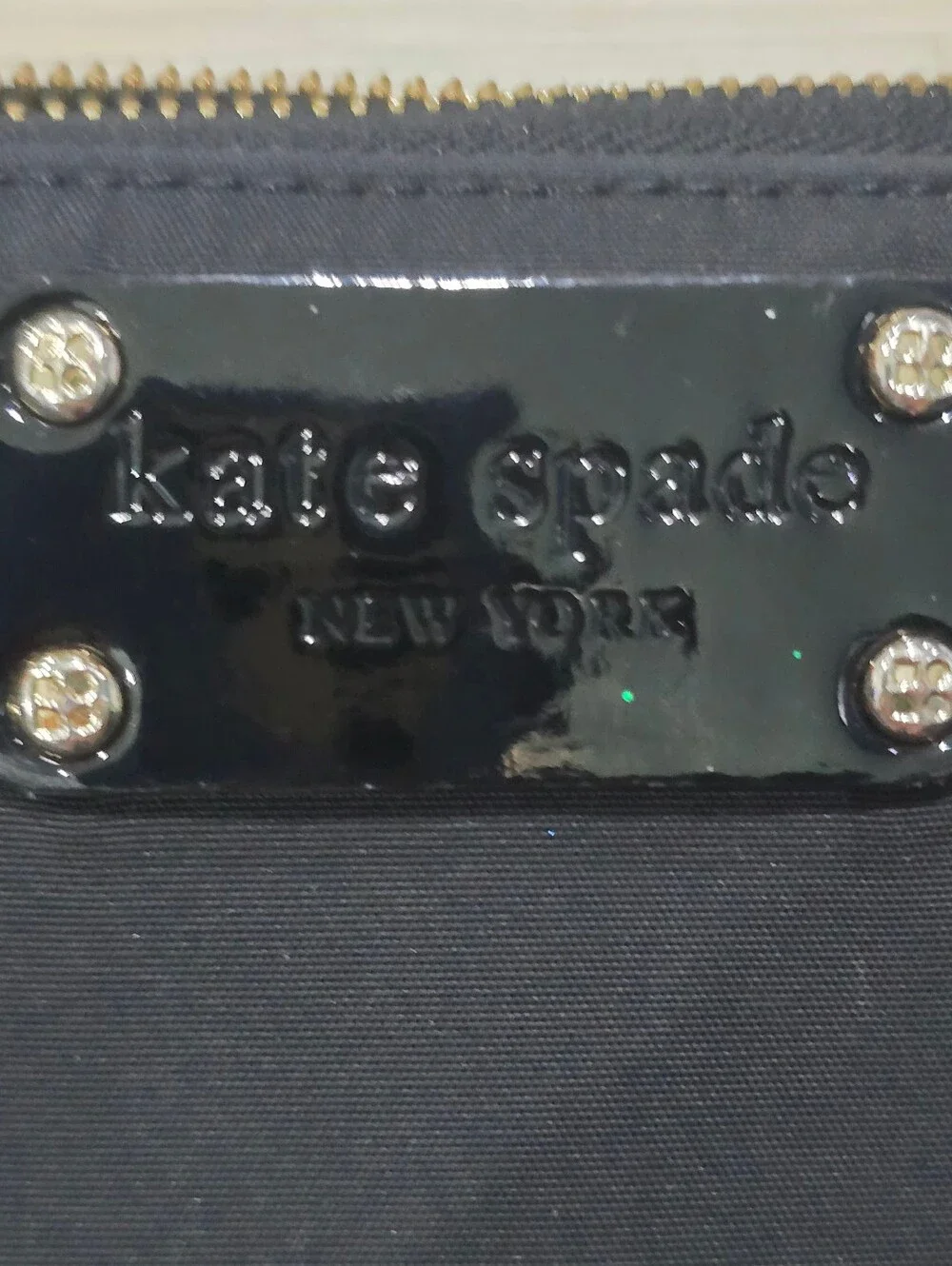 Kate Spade New York Black 4-Compartment Zip Around Wallet Nylon Leather Inside